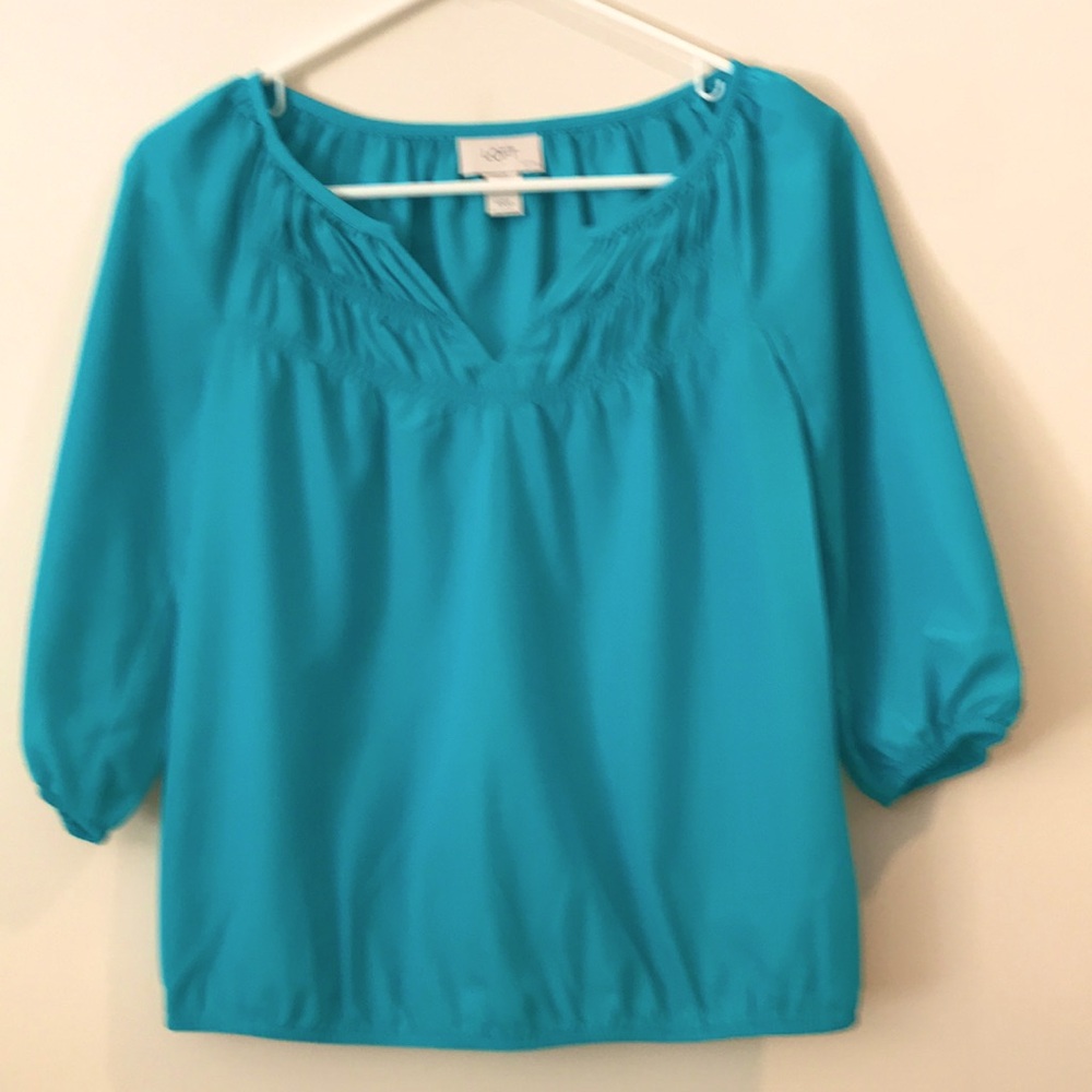 Loft Teal 3/4 Sleeve Blouse XXSP